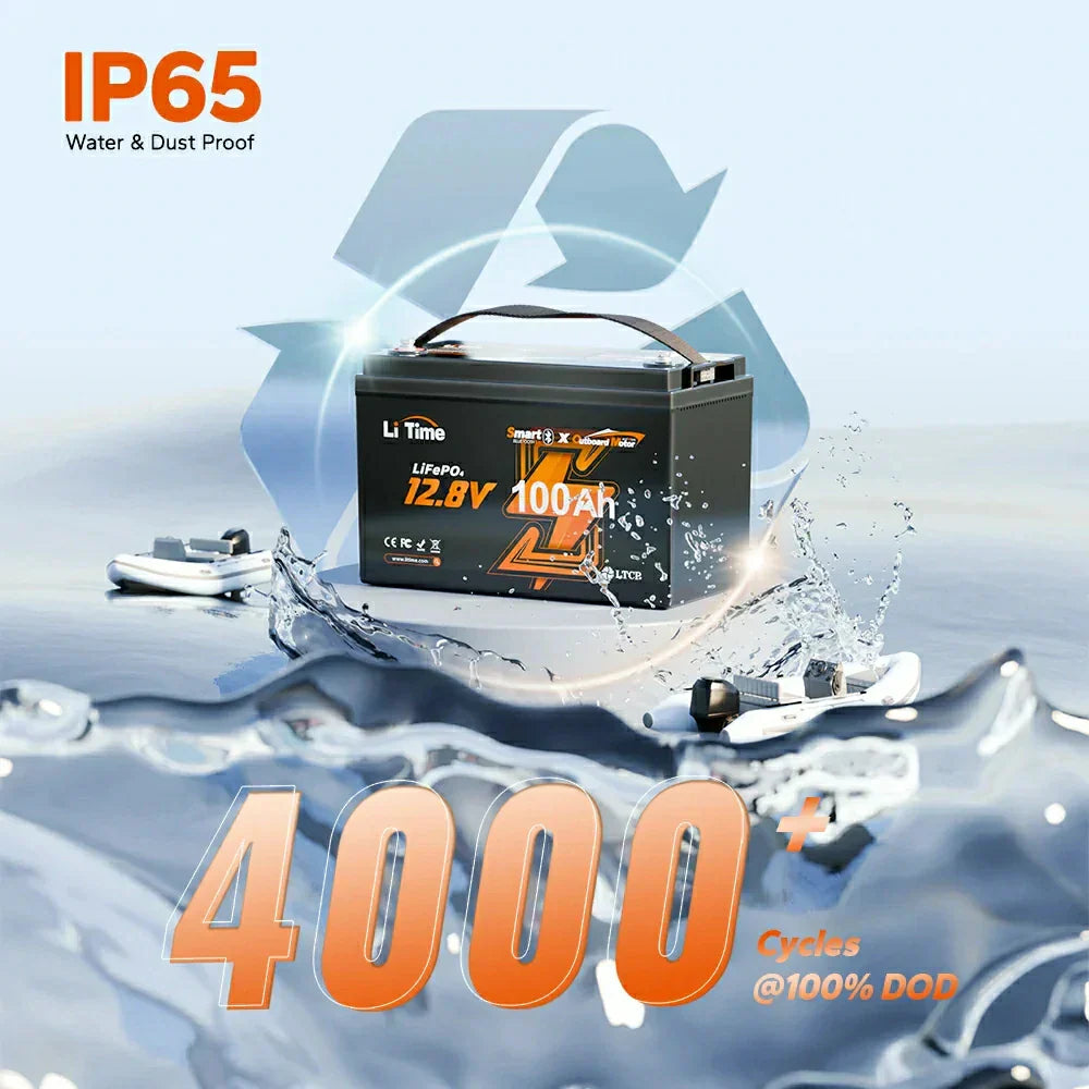 LITIME 12V 100AH LIFEPO4 BATERIJA ZA ELEKTRIČNE IZVENKRMNE MOTORJE