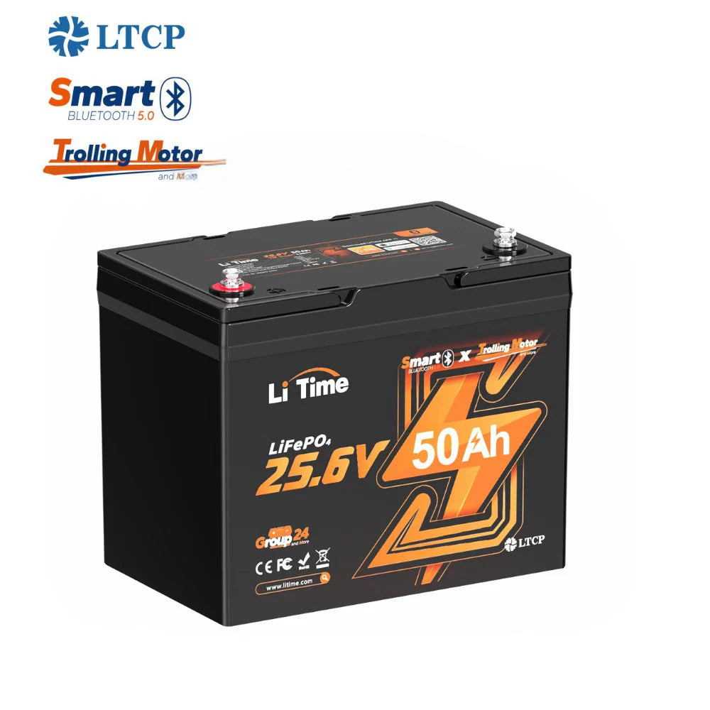 LITIME 24V 50AH LIFEPO₄ BLUETOOTH BATERIJA – ZA ELEKTRIČNE MOTORJE DO 100LB, IP65, DEEP CYCLE