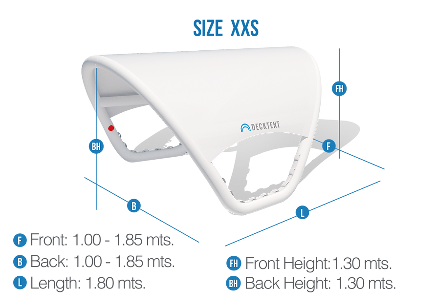 DECKTENT BIMINI XXS – NAPIHLJIV BIMINI ZA ČOLNE 2,5–5 m