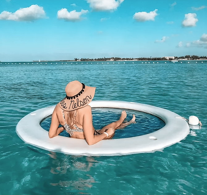 DECKTENT WATER LOUNGE 250 (CIRCLE) – NAPIHLJIVA OKROGLA LOUNGE PLATFORM ZA MOTORNE ČOLNE IN JADRNICE