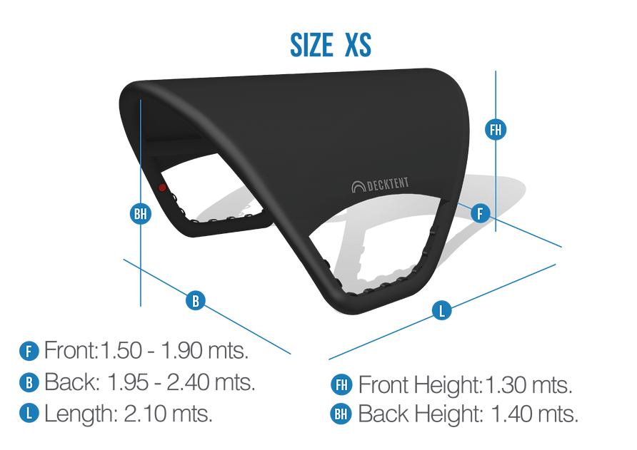 DECKTENT BIMINI XS BLACK – NAPIHLJIV BIMINI ZA MOTORNE ČOLNE IN JADRNICE