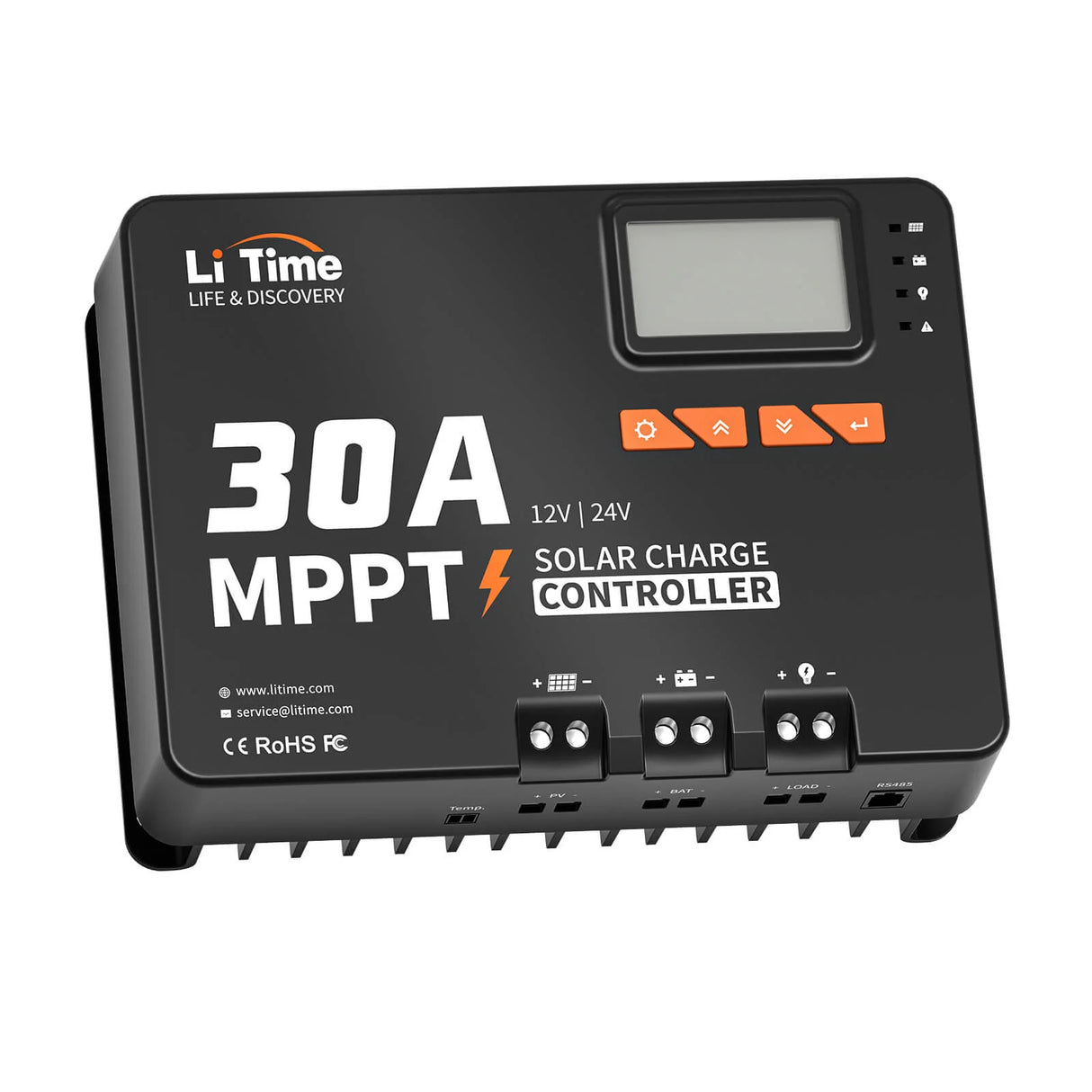 LITIME 30A MPPT SOLARNI REGULATOR POLNJENJA 12V/24V Z BLUETOOTH IN LCD ZASLONOM
