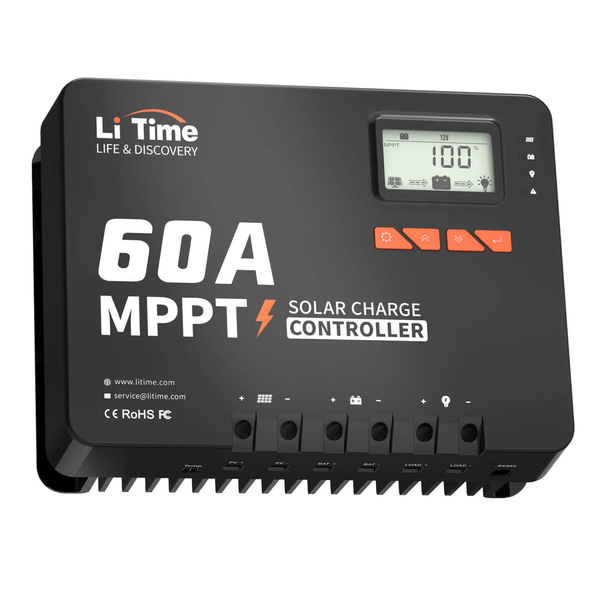 LITIME 60A MPPT SOLARNI REGULATOR POLNJENJA 12V–48V Z VGRAJENIM BLUETOOTH IN LCD ZASLONOM