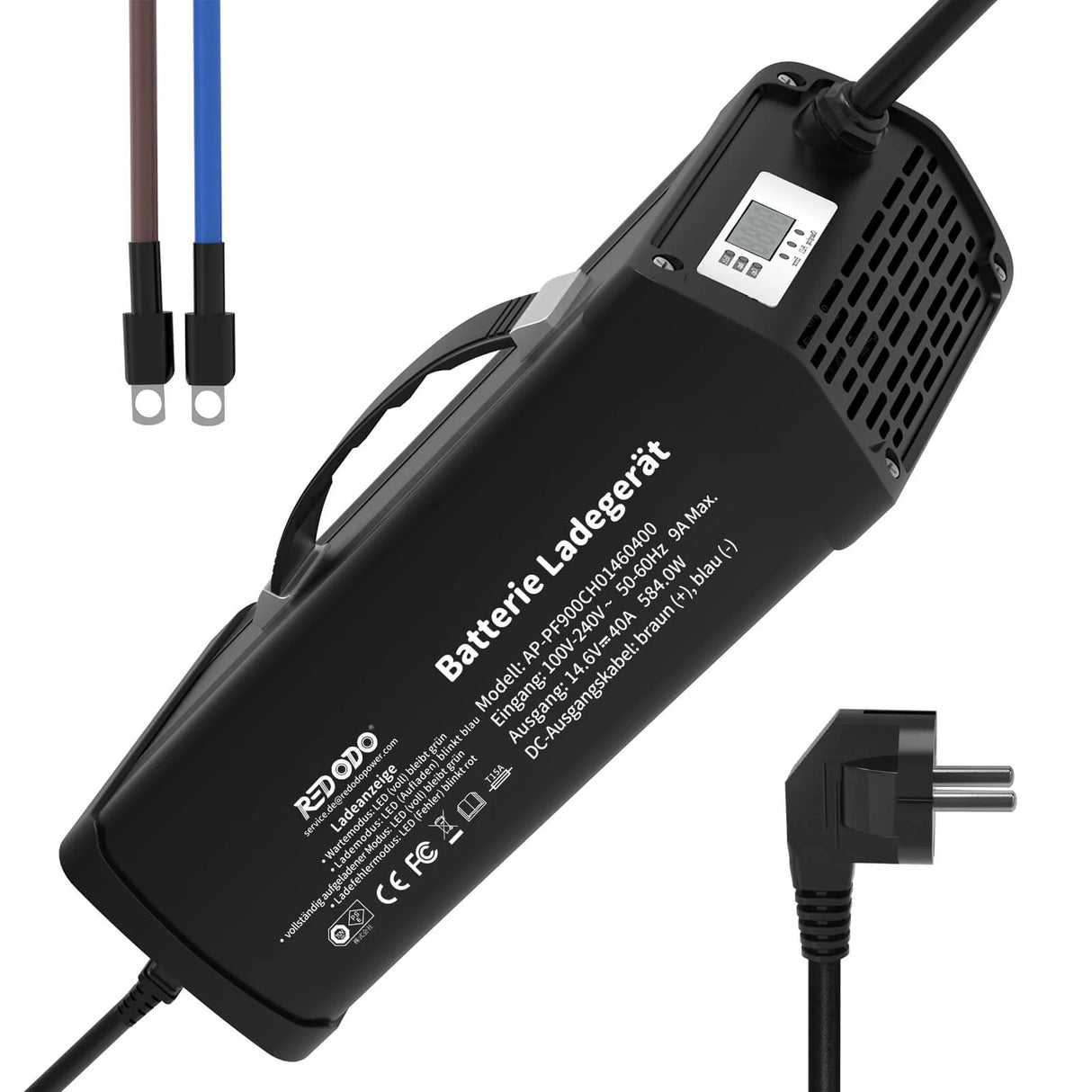 REDODO 14,6V 40A LITIJEV (LiFePO4) POLNILEC ZA BATERIJE Z ROČAJEM