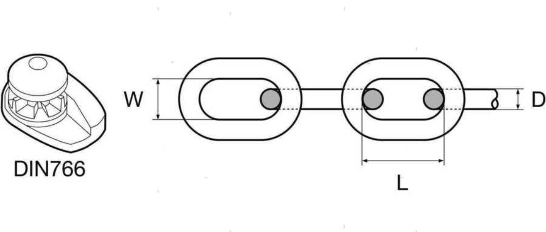 DIN766 VROČE POCINKANA JEKLENA KALIBRIRANA VERIGA ZA SIDRNE VITLE