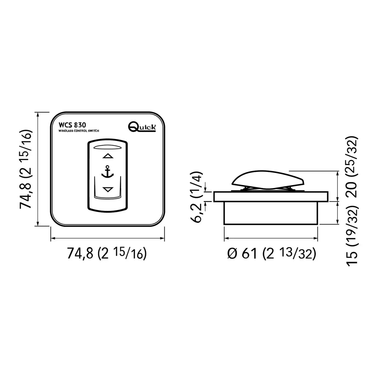 KOMANDA ZA SIDRNO VITLO WCS 830 – FUNKCIJI GOR/DOL