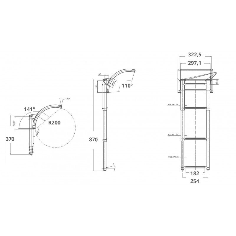 LESTEV ZA GUMIJASTE ČOLNE IZ NERJAVEČEGA JEKLA