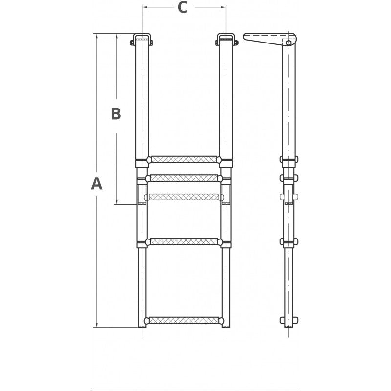 TELESKOPSKA LESTEV IZ NERJAVEČEGA JEKLA