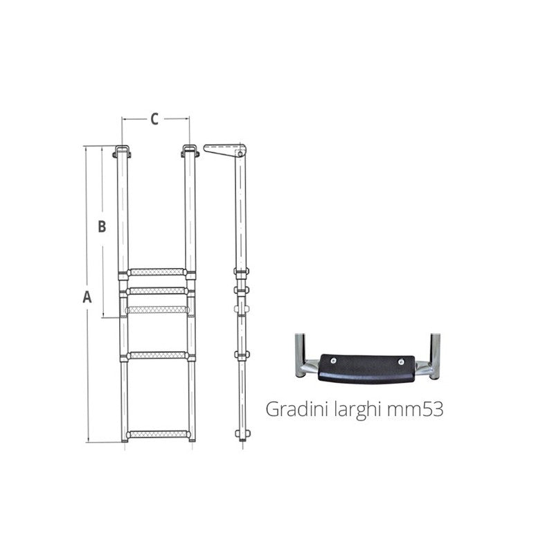 TELESKOPSKA LESTEV Z ŠIROKIMI STOPNICAMI