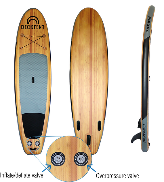 DECKTENT INFLATABLE SUP 9,6 X 32 – NAPIHLJIVA SUP DESKA V LESNEM VIDEZU
