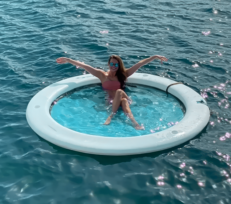 DECKTENT WATER LOUNGE 250 (CIRCLE) – NAPIHLJIVA OKROGLA LOUNGE PLATFORM ZA MOTORNE ČOLNE IN JADRNICE