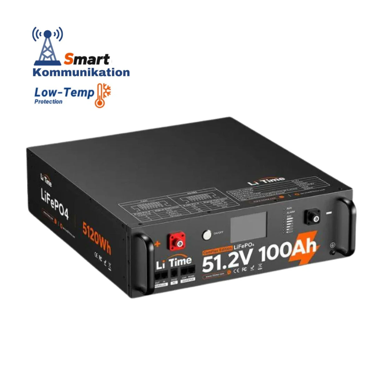 LITIME 51,2V 100AH LIFEPO₄ SMART COMFLEX 3U RACK BATERIJA – BMS, TOUCHSCREEN