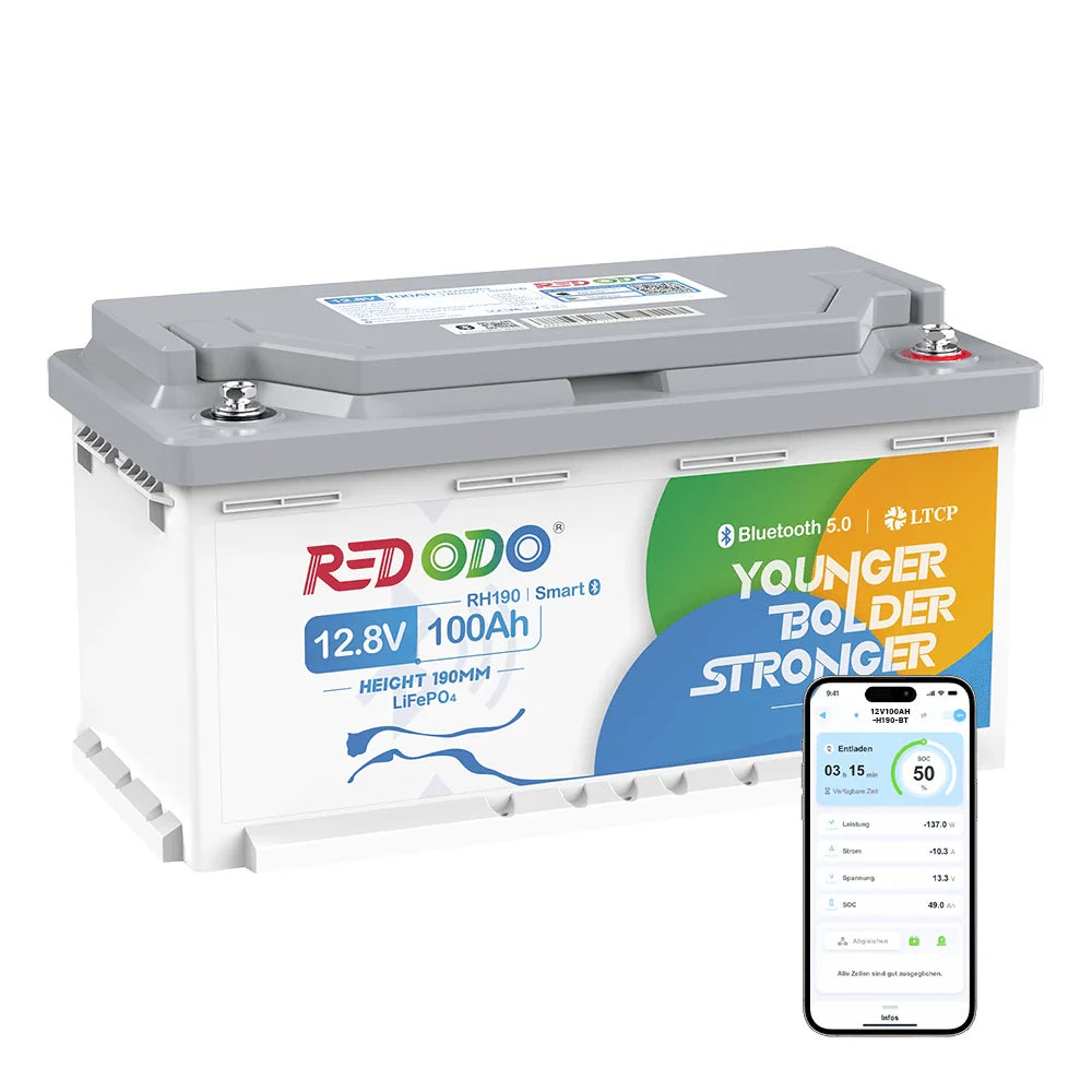 REDODO 12V 100Ah LiFePO4 H190 BATERIJA Z BLUETOOTH