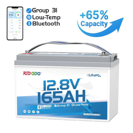 REDODO 12V 165AH GROUP 31 BLUETOOTH LIFEPO4 BATERIJA – VISOKA ZMOGLJIVOST V KOMPAKTNI OBLIKI